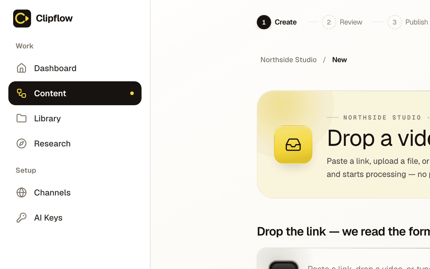 Drop in a link or a file